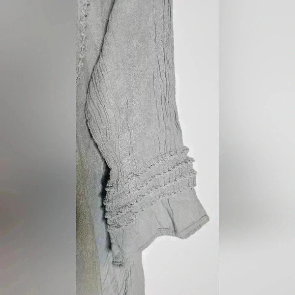 JP & Maddie Boho Flutter 3/4 Sleeve Cotton Ruffle Gray V-Neck Womens Small Tunic - Picture 6 of 6
